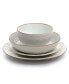 Josefina Embossed 16 Piece Double Bowl Stoneware Dinnerware Set, Service for 4
