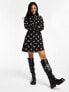 New Look high neck long sleeve mini dress in ditsy floral print