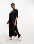 ASOS DESIGN Curve satin oversized midi tshirt dress in black