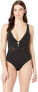 Фото #1 товара Jets Swimwear Australia Women's 248704 Plunge One-Piece Swimsuit Size 8