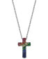 ფოტო #1 პროდუქტის EFFY® Multi-Gemstone Cross 18" Pendant Necklace (1 ct. t.w.) in Sterling Silver
