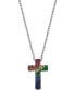 EFFY Collection eFFY® Multi-Gemstone Cross 18" Pendant Necklace (1 ct. t.w.) in Sterling Silver