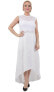 Marina 153135 Women's Satin High-Low Gown Dress Lace Mock Neck Ivory Sz. 10