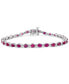 Фото #1 товара EFFY® Ruby (6-1/3 ct. t.w.) & Diamond (1/20 ct. t.w.) Link Bracelet in Sterling Silver