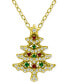 ფოტო #1 პროდუქტის Cubic Zirconia Christmas Tree Pendant Necklace, 16" + 2" extender, Created for Macy's