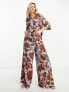 Фото #1 товара Vero Moda Aware wide leg trousers co-ord in blue and brown florals