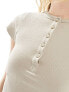 COLLUSION waffle cap sleeve top in stone 44 - фото #3