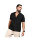 ფოტო #1 პროდუქტის Men's Charcoal Black Self-Design Striped Shirt