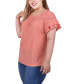 ფოტო #4 პროდუქტის Plus Size Short Sleeve Swiss Dot Top