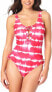 Фото #1 товара California 281549 Waves Juniors Tie-Dyed One-Piece Swimsuit - Red XL