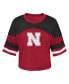 ფოტო #2 პროდუქტის Big Girls Scarlet Distressed Nebraska Huskers Sunday Friday Sleeve Stripe Jersey T-shirt