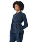 ფოტო #3 პროდუქტის Women's Belted Denim Trucker Jacket