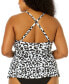 Фото #2 товара Plus Size O-Ring Keyhole Scoop-Neck Tankini Top