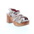 Bed Stu Paulina F399011 Womens Beige Leather Hook & Loop Wedges Heels Shoes