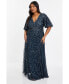 Фото #1 товара Plus Size Embellished Angel Sleeve Open Back Maxi Dress