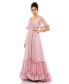 Фото #1 товара Women's Butterfly Ruffle Trimmed Sleeve Wrap Over Flowy Gown