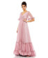 ფოტო #1 პროდუქტის Women's Butterfly Ruffle Trimmed Sleeve Wrap Over Flowy Gown