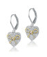 Фото #3 товара GV Sterling Silver White Gold Plated Two Tone with Clear Cubic Zirconia Leaverback Earrings