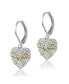 ფოტო #3 პროდუქტის GV Sterling Silver White Gold Plated Two Tone with Clear Cubic Zirconia Leaverback Earrings