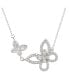 Фото #1 товара Suzy Levian Sterling Silver Cubic Zirconia Mother Daughter Double Butterfly Necklace