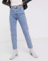 Фото #4 товара Stradivarius – Schmal geschnittene Mom-Jeans mit Stretchanteil in verwaschenem Blau