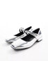 Фото #3 товара Glamorous Wide Fit double strap mary janes in silver