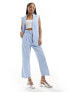 Фото #1 товара ASOS DESIGN straight leg trousers with linen with belt in light blue