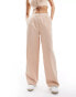 Фото #5 товара Miss Selfridge tailored wide leg pull on trouser in pink pinstripe co ord