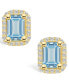 ფოტო #3 პროდუქტის Aquamarine (1 ct. t.w.) and Diamond (1/5 ct. t.w.) Halo Stud Earrings in 14K Yellow Gold
