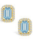 Фото #3 товара Aquamarine (1 ct. t.w.) and Diamond (1/5 ct. t.w.) Halo Stud Earrings in 14K Yellow Gold