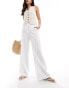 Фото #1 товара Pimkie tailored front seam wide leg trousers in white