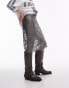 Фото #1 товара Topshop metallic sheer lace 90's length skirt in silver