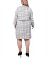 ფოტო #2 პროდუქტის Plus Size Long Sleeve Jacket and Tweed Dress, 2 Piece Set