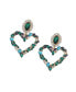 Women's Gold Stone Heart Drop Earrings