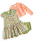 Фото #1 товара Baby Girls Cardigan and Floral-Print Dress, 2 Piece Set, Created for Macy's