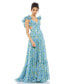 Фото #1 товара Women's Ruffle Tiered Floral Cut-Out Chiffon Gown