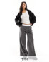 Фото #1 товара Miss Selfridge Petite fold over waistband trouser in grey