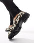 Truffle Collection chunky penny loafers in cow print