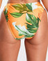 Figleaves hipster bikini bottom with ring detail in rust tropical print