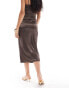 Фото #2 товара ASOS DESIGN co-ord satin twill midi fishtail skirt in chocolate