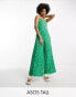 Фото #2 товара ASOS DESIGN Tall strappy culotte jumpsuit in green floral print