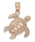ფოტო #1 პროდუქტის Diamond-Cut Turtle Charm in 14k Rose Gold