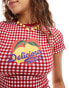 Reclaimed Vintage baby t-shirt in red gingham with lemon print