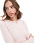 Miss Selfridge button detail rib cardigan in soft pink Розовый, 32 - фото #3