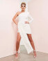 Фото #4 товара ASOS LUXE one shoulder asymmetric draped mini dress in white sequin