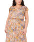 Фото #3 товара Plus Size Printed V-Neck Flutter-Sleeve Dress
