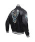 ფოტო #3 პროდუქტის Men's Black Milwaukee Bucks Script Tail Full-Snap Satin Varsity Jacket