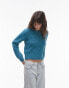 Topshop knitted cable stitch jumper in teal синевато-зеленый, S - EU 36-38 - фото #3