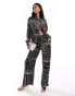 Фото #2 товара Style Cheat oversized satin shirt in mono print co-ord