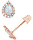 ფოტო #3 პროდუქტის Lab-Grown Opal (1/10 ct. t.w.) & Lab-Grown White Sapphire (1/6 ct. t.w.) Pear Halo Stud Earrings